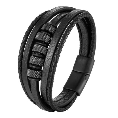 Leather Cord Bracelet Leather Braided Bracelets Genuine Leather Multi-layer Men's Jewelry