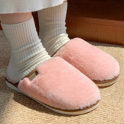 Winter Plush Slippers Warm Solid House Shoes Non-slip Bedroom Floor Home Slipper For Women Men