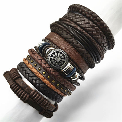 Fashion Bracelets 10pcs Set Wrap Woven Fashion Handmade Men