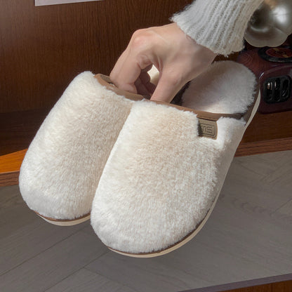 Winter Plush Slippers Warm Solid House Shoes Non-slip Bedroom Floor Home Slipper For Women Men