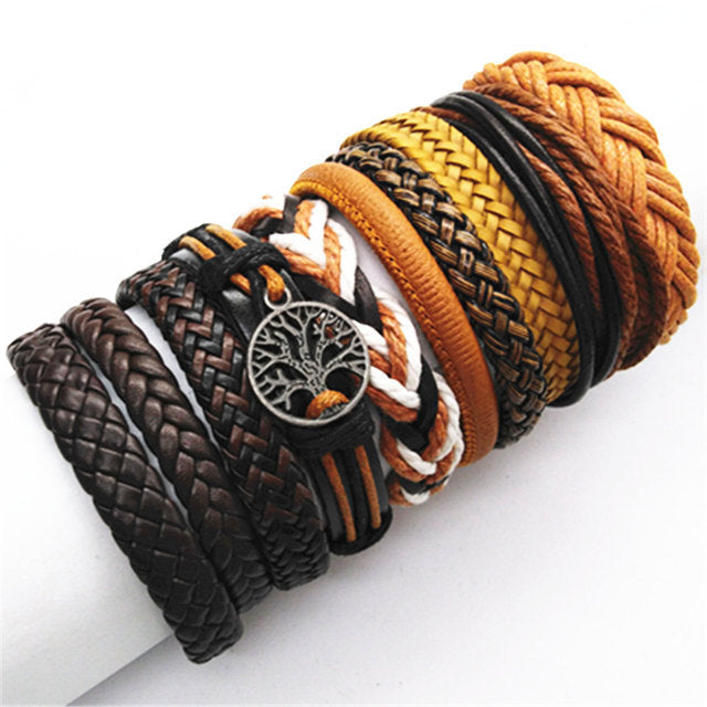 Fashion Bracelets 10pcs Set Wrap Woven Fashion Handmade Men