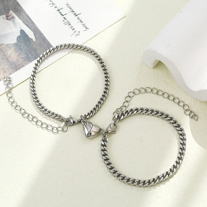 Stainless Steel Chain Love Magnet Attracts Bracelet