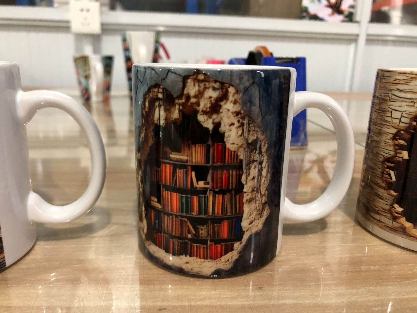 3D Bookshelf Mug Creative Ceramic Water Cup With Handle A Library Shelf Space Book Lovers Coffee Mug Birthday Christmas Gift