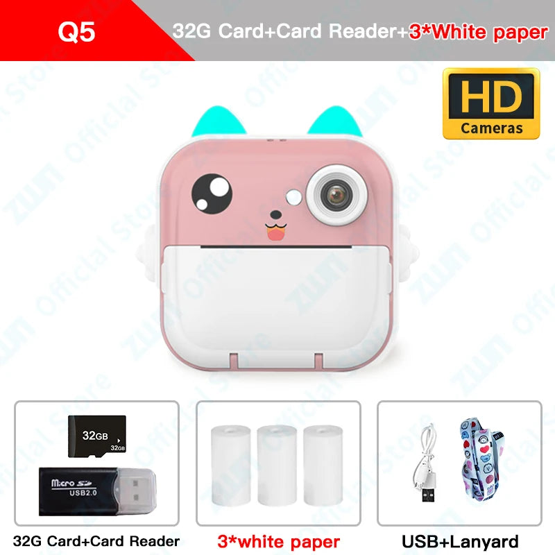 1080P HD Digital Camera Toys Instant Print for Kids With 32G Memory Card