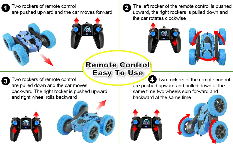 Double Sided Flip 2.4G Remote Control 360 Deree Rotation Off Road Drift RC