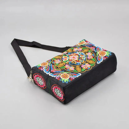 Women's Embroidered Flowers Nylon Crossbody Bag