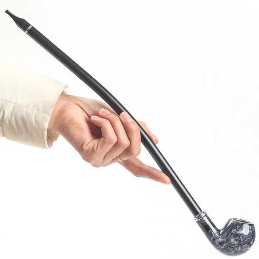 Long Smoking Tobacco Pipe with Filter 41CM Wooden Resin Removable Washable Long Bent Rod