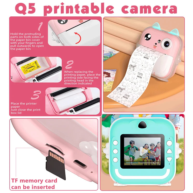 1080P HD Digital Camera Toys Instant Print for Kids With 32G Memory Card