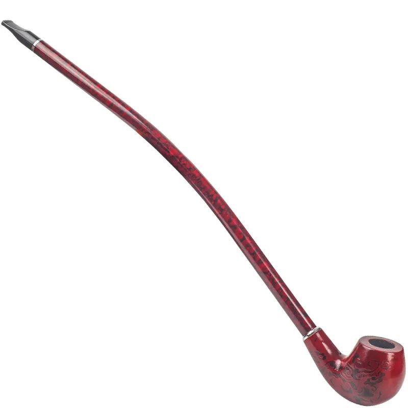 Long Smoking Tobacco Pipe with Filter 41CM Wooden Resin Removable Washable Long Bent Rod