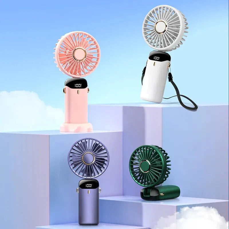 USB Handheld Mini Fan Foldable Portable Neck Hanging Fans 5 Speed