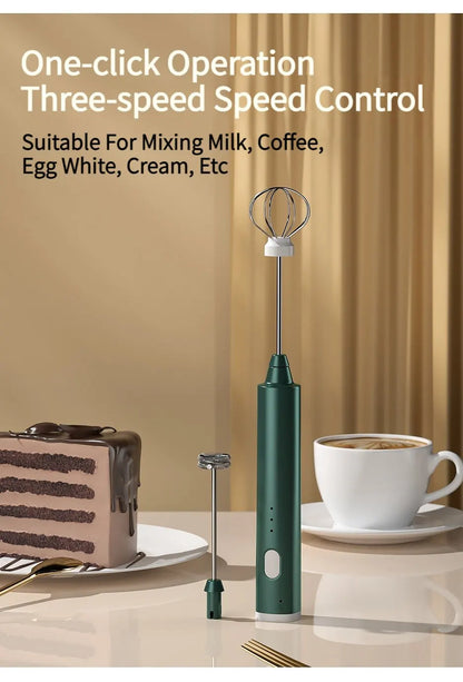 1 PCS USB Rechargeable Handheld Egg Beater 3 Speeds