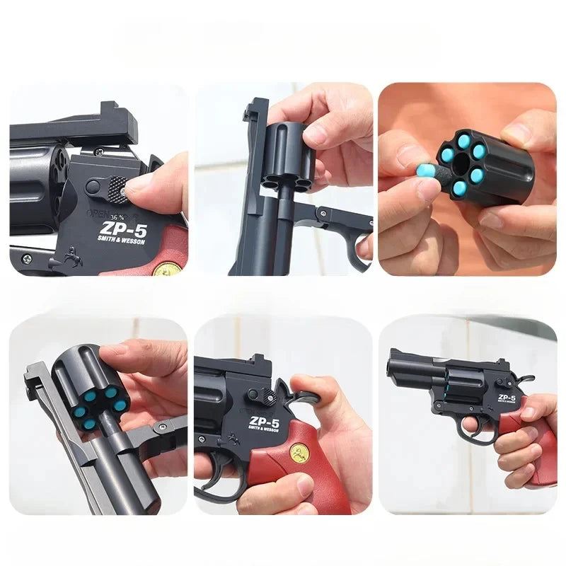 Soft Dart Bullet ZP5 Revolver Pistol Launcher Toy