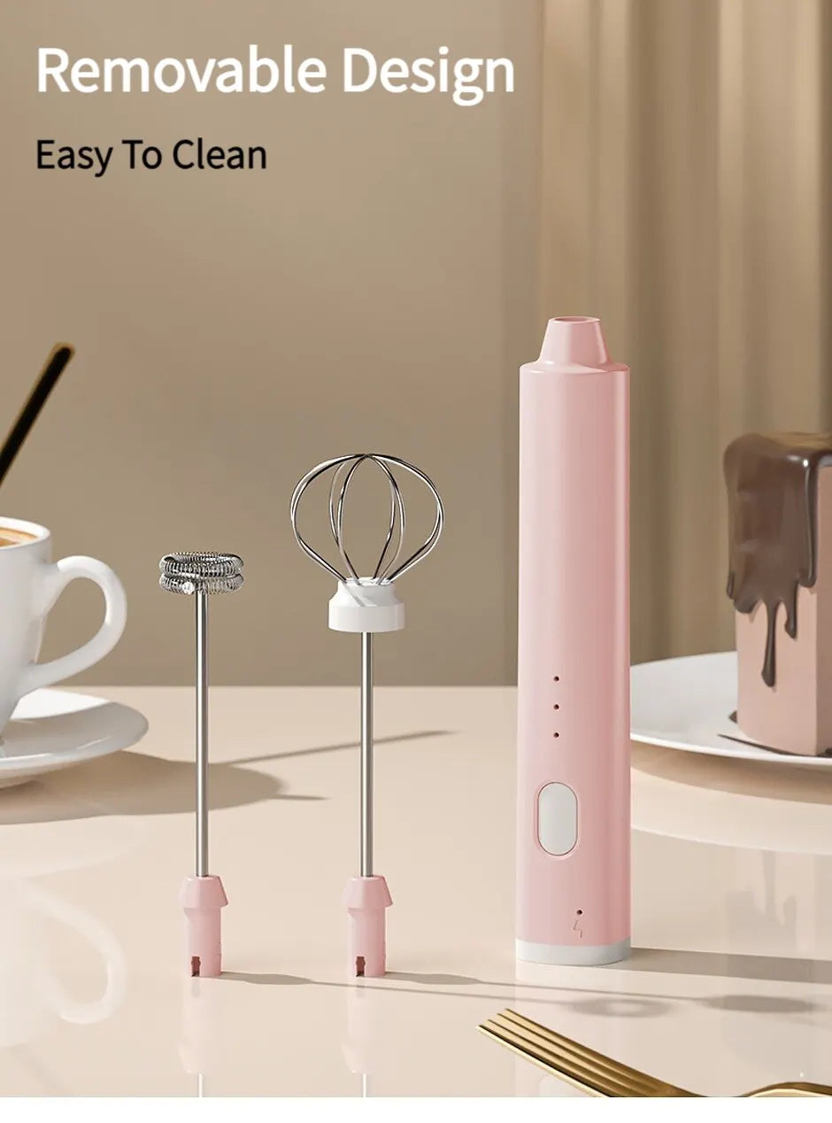 1 PCS USB Rechargeable Handheld Egg Beater 3 Speeds