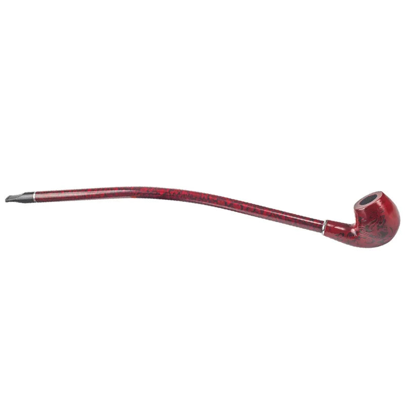 Long Smoking Tobacco Pipe with Filter 41CM Wooden Resin Removable Washable Long Bent Rod