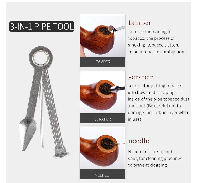 Long Smoking Tobacco Pipe with Filter 41CM Wooden Resin Removable Washable Long Bent Rod