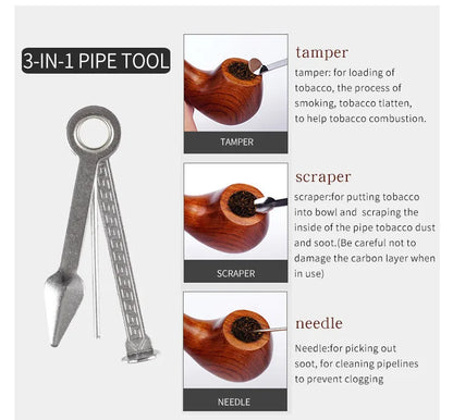 Long Smoking Tobacco Pipe with Filter 41CM Wooden Resin Removable Washable Long Bent Rod