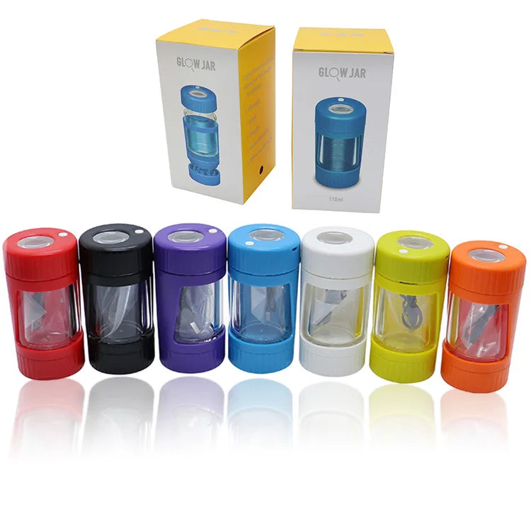 4 In 1 LED Tobacco Storage Jar with Grinder