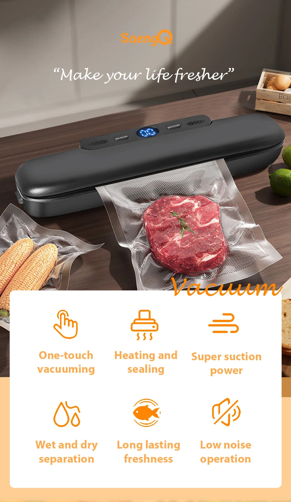 Food Vacuum Sealer with Free 10pcs Vacuum bags