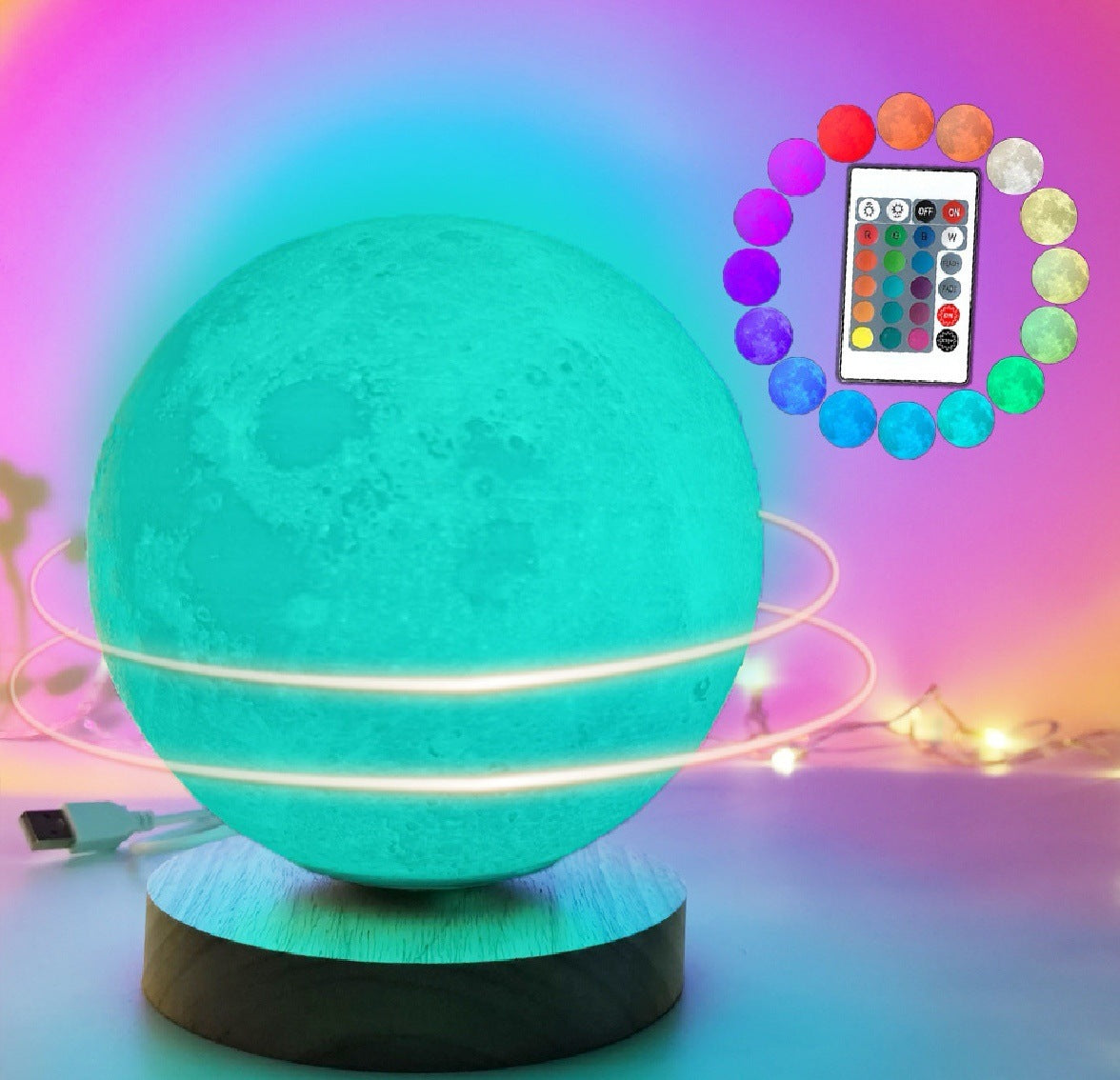 Rotating Planet Light Smart Voice Moon Light Suspension