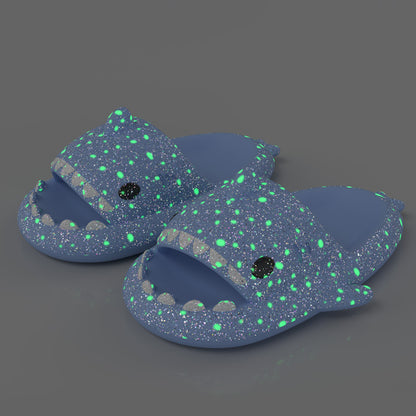 Shark Slippers With Starry Night Light Design Bathroom Slippers Couple House Shoes For Women