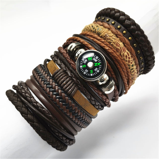 Fashion Bracelets 10pcs Set Wrap Woven Fashion Handmade Men