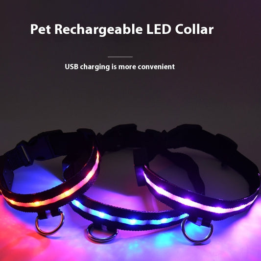 LED Color Luminous Collar Luminous Dog Walking Light